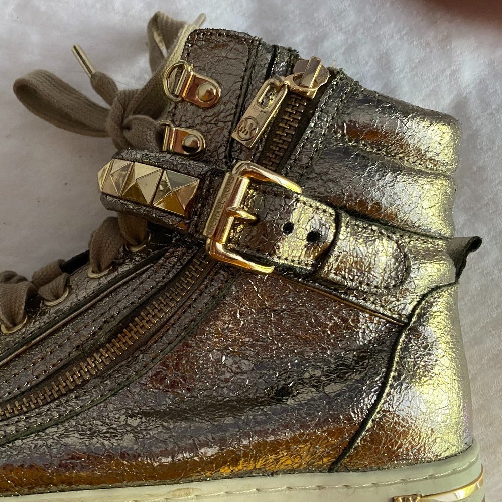 Michael Kors Gold Glam Studded Hightops Sz 8.5 M - Picture 5 of 5